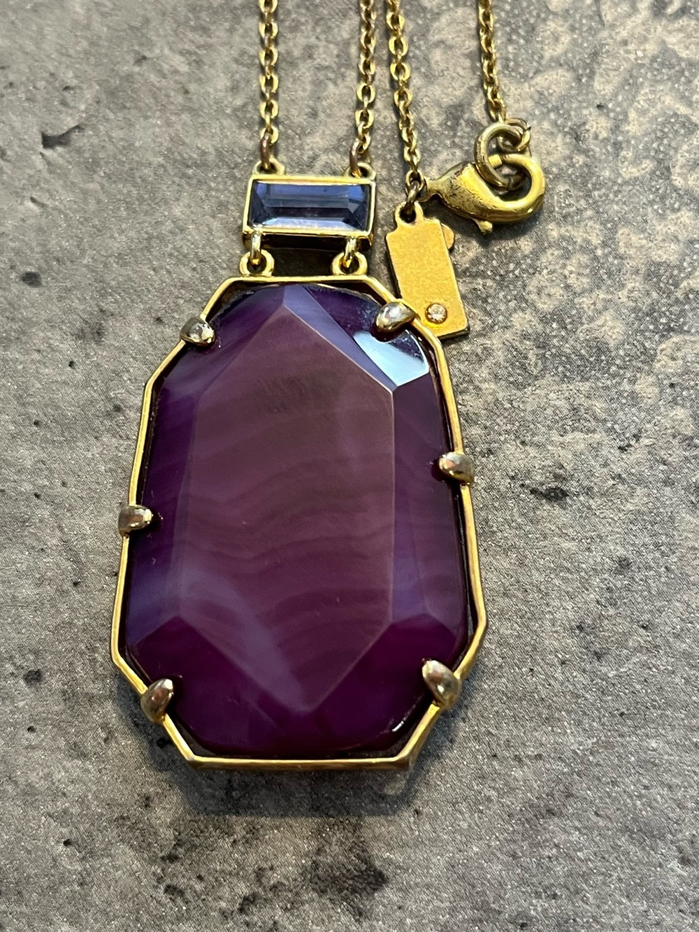 kate spade Gold-Plated Necklace with Purple Faceted Pendant and Blue Accent